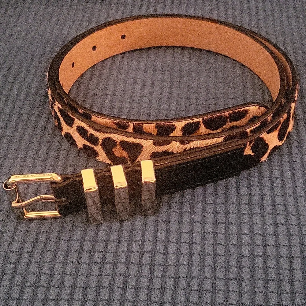 Rebecca Minkoff Leopard Print Leather Belt with Gold Hardware